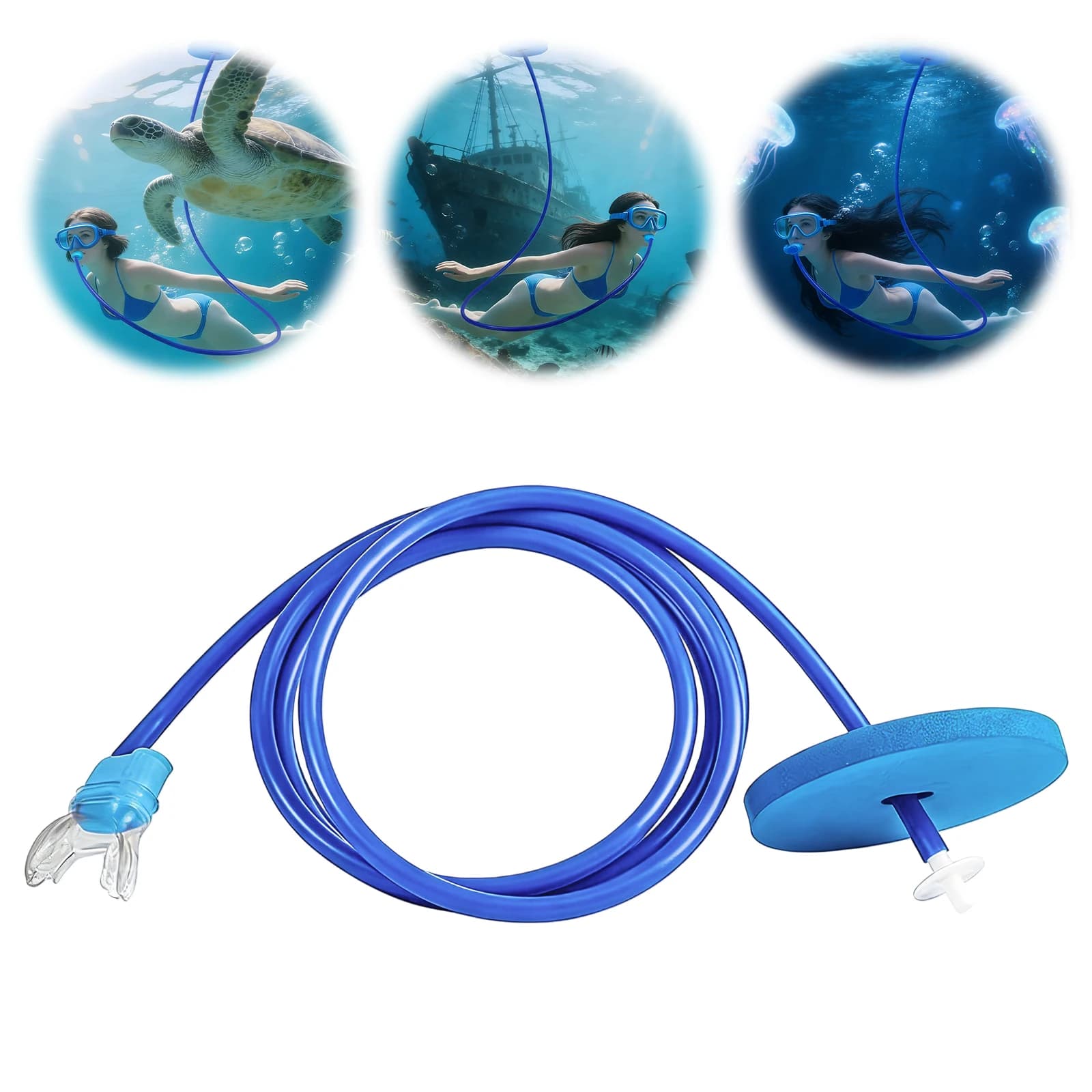 Boccaglio da Nuoto con Tubo Snorkel in Silicone Leggero per Allenamento di Apnea e Snorkeling