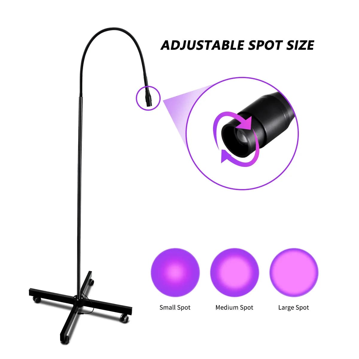 5 W LED UV lamp for eyelash extensions Fast curing time in 3 seconds Adjustable mobile support, 10 W UV light with pedal