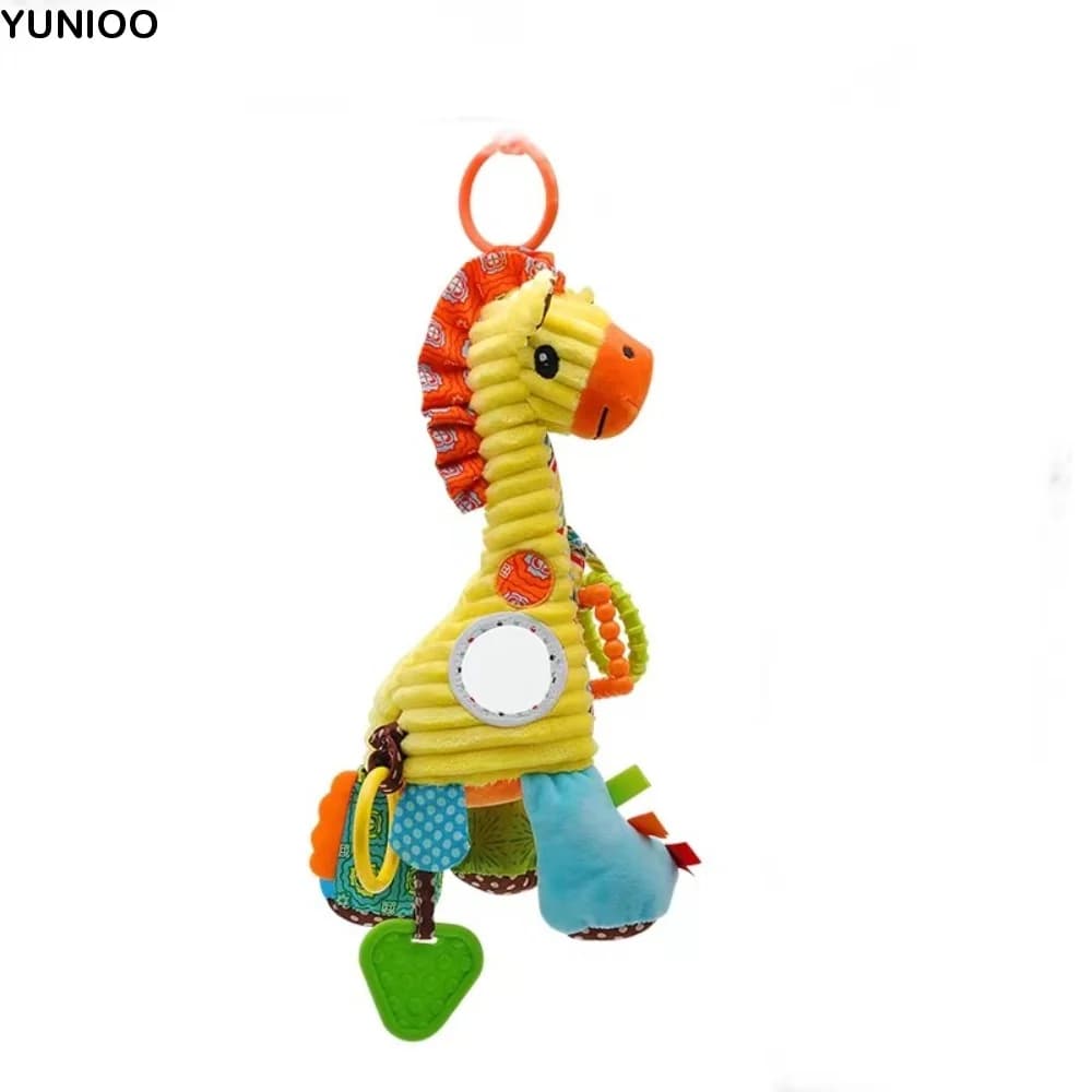 Sonaglio Morbido in Peluche a Forma di Animale con Impugnatura, Giocattolo per lo Sviluppo del Bambino, Simpatico Animale di Peluche
