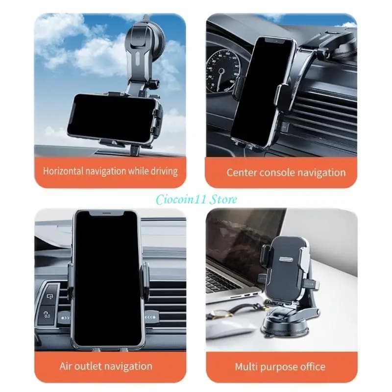 Y1UB Ventosa/Culla con gancio Supporto girevole a 360 gradi Supporto per telefono per auto Supporto per presa d per per da