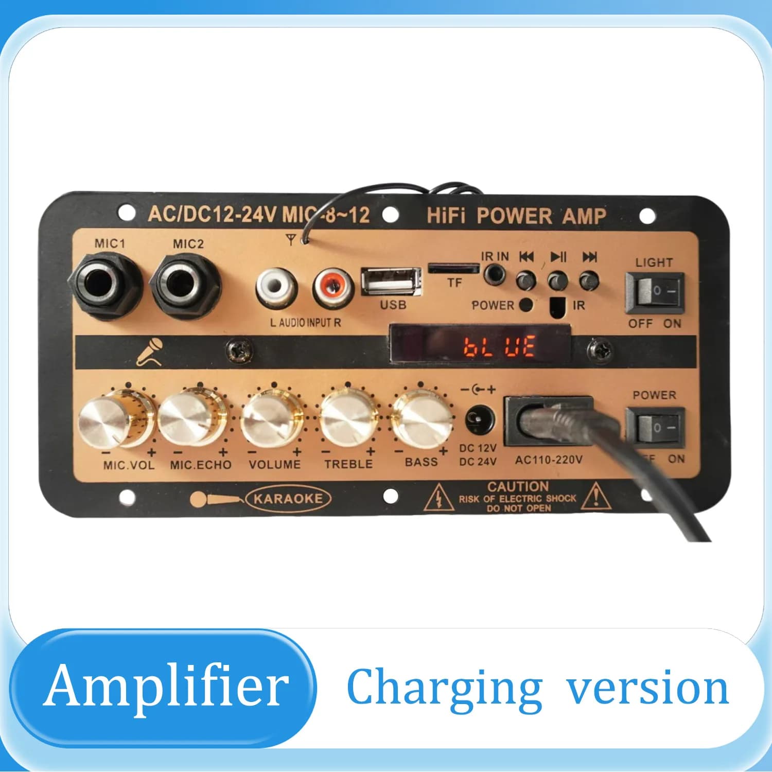 Scheda amplificatore di potenza digitale audio Bluetooth Famiglia di danza quadrata per auto Altoparlante Karaoke principale 12v220v