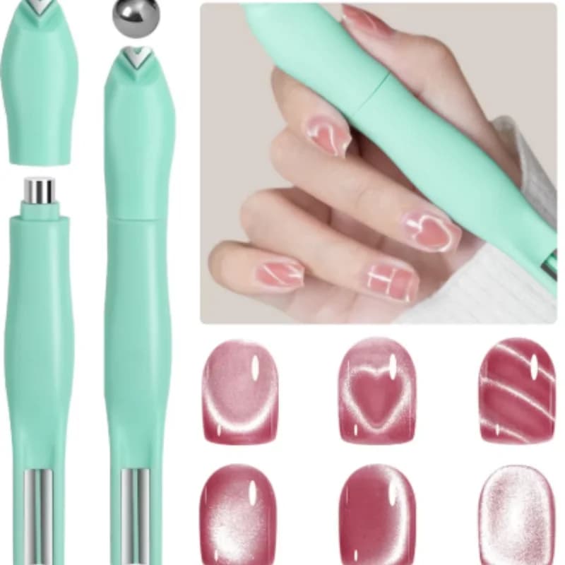 Heart Shaped Cat Eye Nail Art Magnet Double Line Moon Snake Shaped French Magnet Pen for Magnetic Nail Polish Manicure Tools