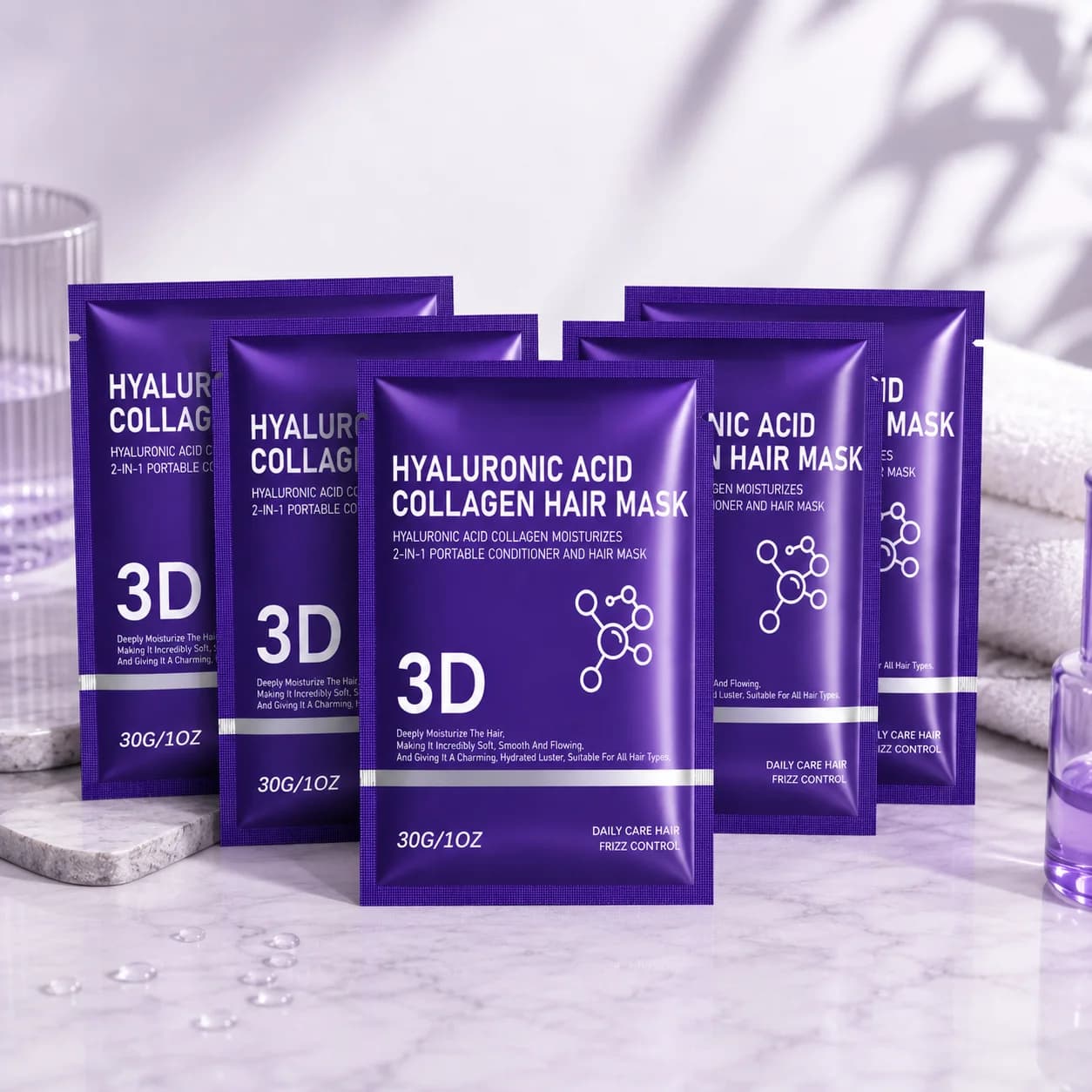 2/3/5 pack Hyaluronic Acid Hair Mask Moisturizing Hydrating Hair Cream Skin Smoothing Daily Gentle Care Intense Moisture Lock Pr
