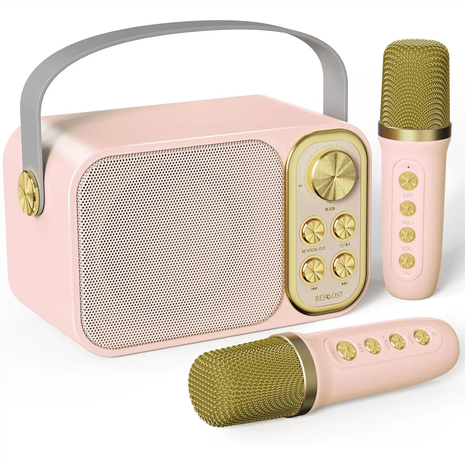 Macchina per Karaoke per Bambini con Microfoni Wireless, Altoparlante Bluetooth Portatile per Cantare Ovunque, Ideale per Feste e Famiglia