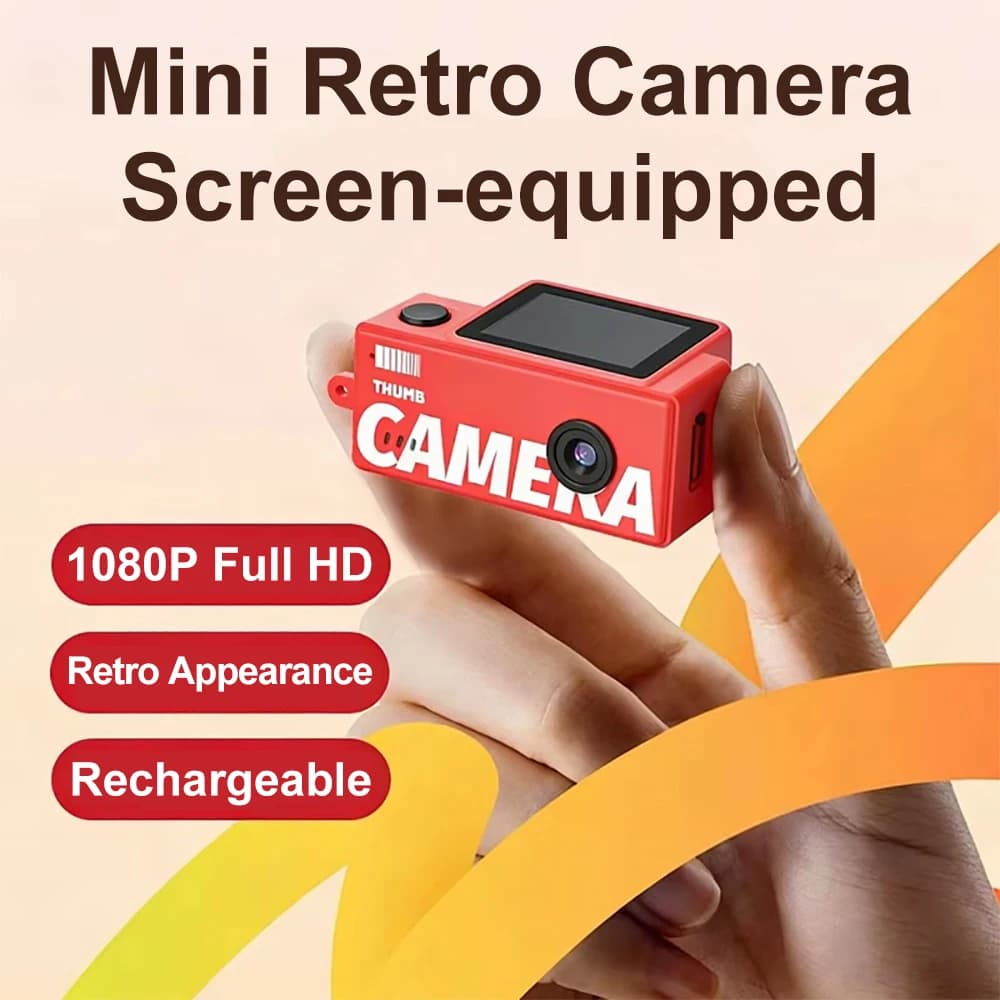 Mini Telecamera X7 1080P Full HD con Schermo da 0,96 Pollici, Videocamera Retro con Supporto per Scheda di Memoria, Piccola Videocamera Portachiavi