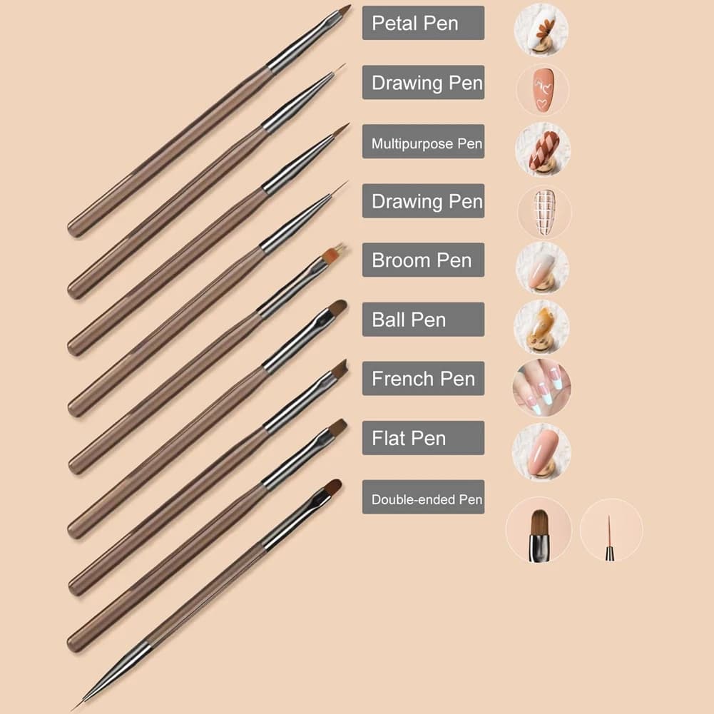Pennello fai-da-te Pennello da disegno acrilico per unghie Nail Art Design Pen Strumenti per pittura Pennello per unghie gel UV Eyeliner