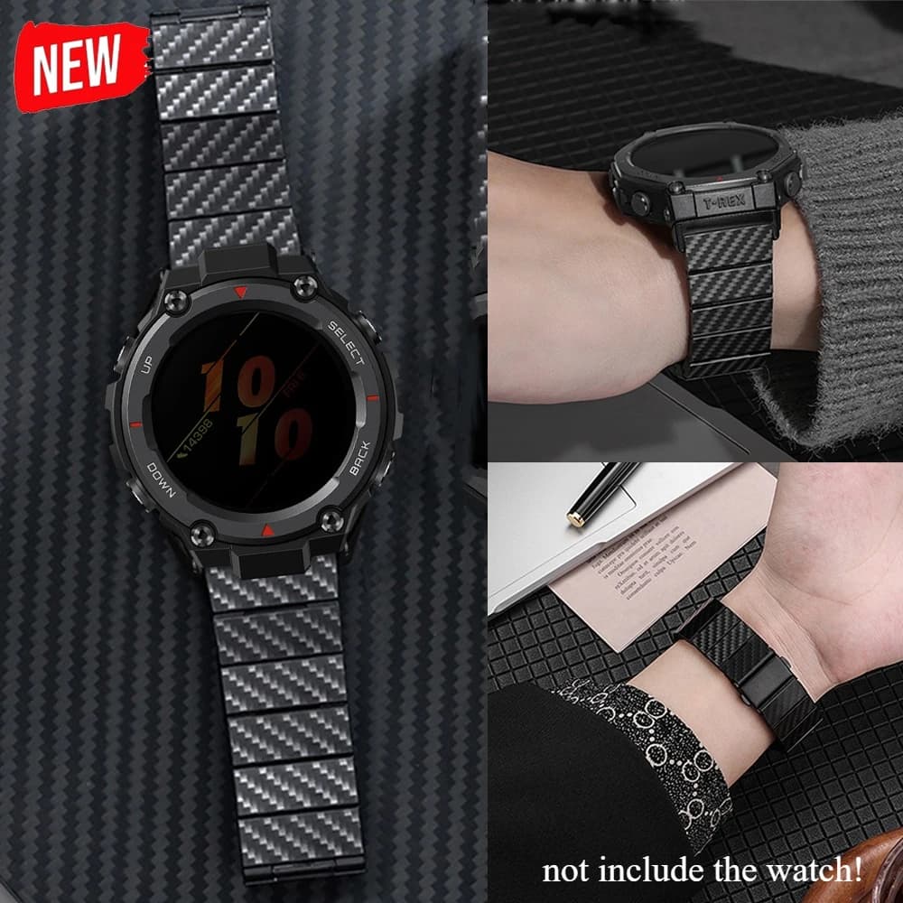 Cinturino in fibra di carbonio per Amazfit T-rex 2/3 Bracciale sportivo per Huami T-Rex Pro/2Ultra Cinturino da polso con fibbia pieghevole Correa