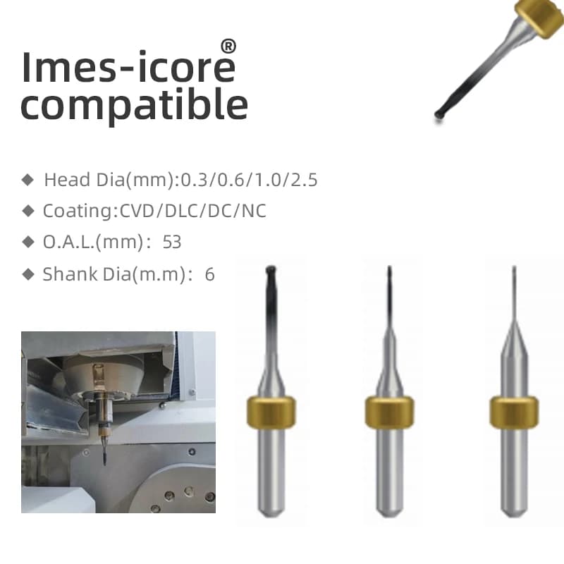 Imes Icore 350i 650i Coritec Milling Bur Imes Glass Ceramic T23/T22 Cutter Imes Icore PMMA Zirconia DC Fresa For Dental Lab Use