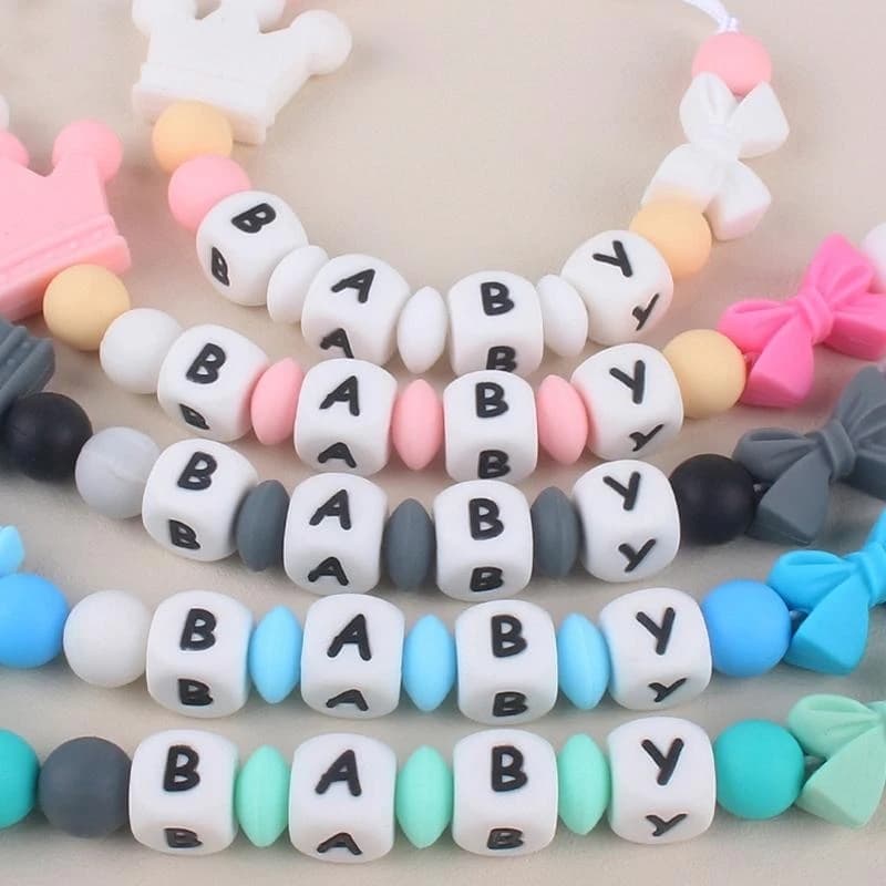 85AE Pacifier Clip for Baby Infant Teething Relief Crown Teether Chewing Toy Gift for Toddler Boys Girls 3Month+