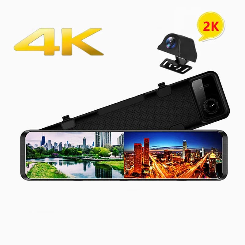 12 inches 4K + 2K Double Lenten Auto Dash Camera 4k Mirror Dash Cam Back Front With GPS Wifi APP Navigation Retromarcia Camera