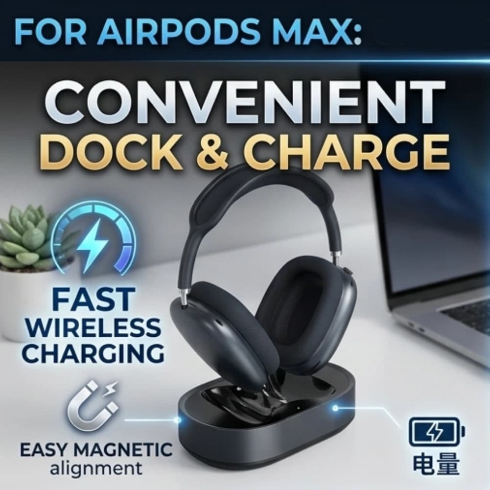 Supporto per Cuffie con Base di Ricarica per AirPods Max, Stazione di Ricarica da Scrivania per Apple AirPods Max, Caricatore Wireless