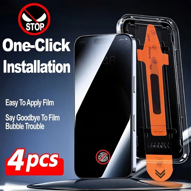 4Pcs Privacy Screen Protector Tempered Glass For iPhone 17 Air 16 15 14 13 12 11 PRO MAX Plus Anti-Spy Film Easy Application