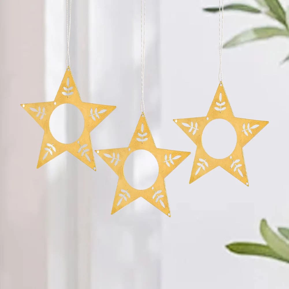 7cm Copper Openwork Five-pointed Star Pendant Wind Chime Bird Repeller Dreamcatcher Accessories Garden Party Hanging Ornament
