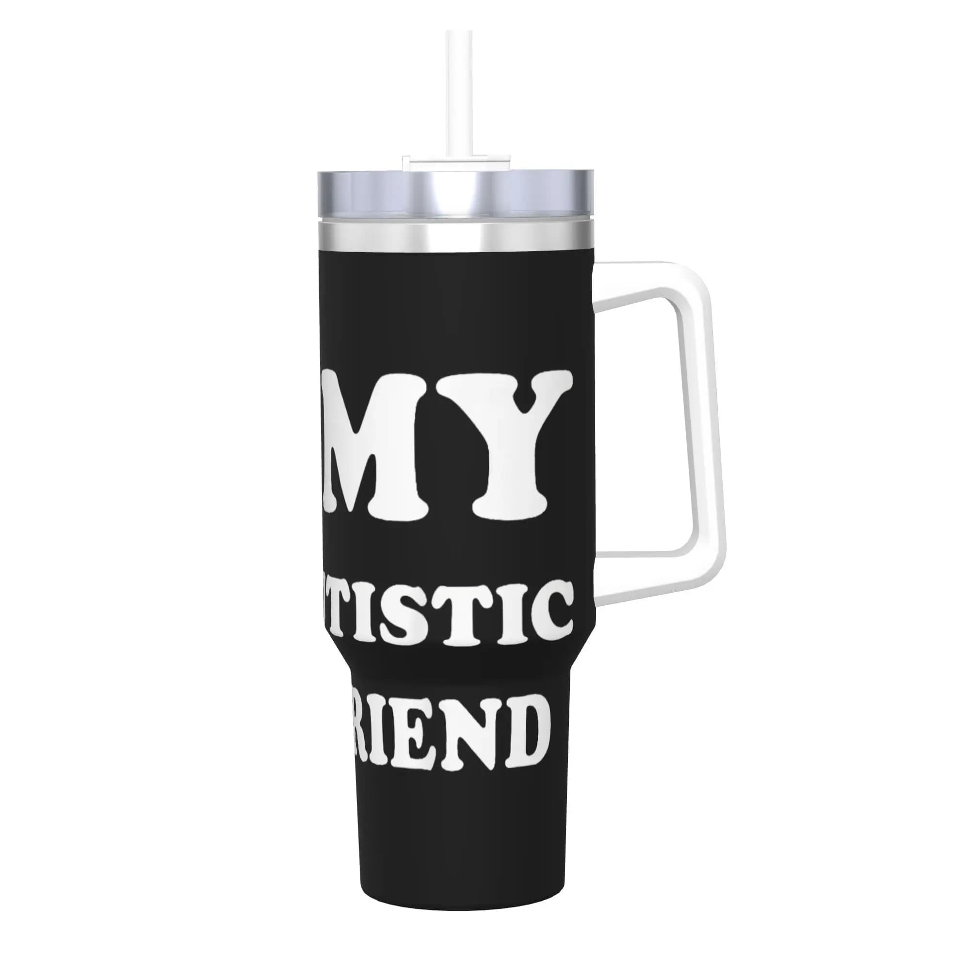 Tumbler Isolato Sottovuoto da 40oz con Scritta 'I Love My Hot Autistic Girlfriend', Regalo per Fidanzata, Tazza per Acqua Riutilizzabile per Esterni