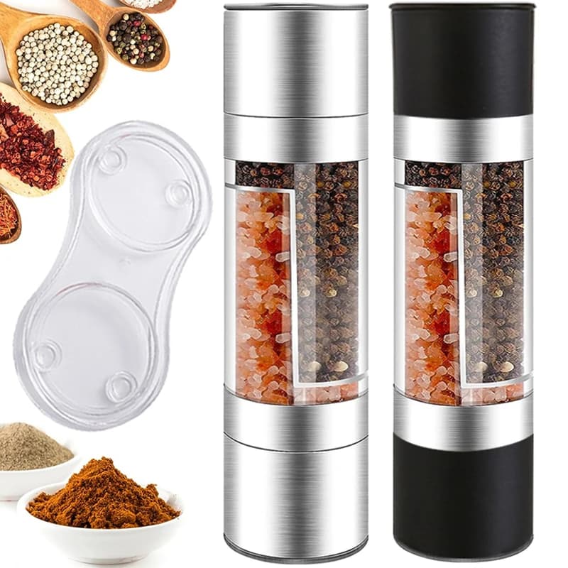 Macina sale e pepe 2 in 1 Macinapepe sale manuale in acciaio inossidabile con utensile da cucina per macinare spezie in ceramica regolabile