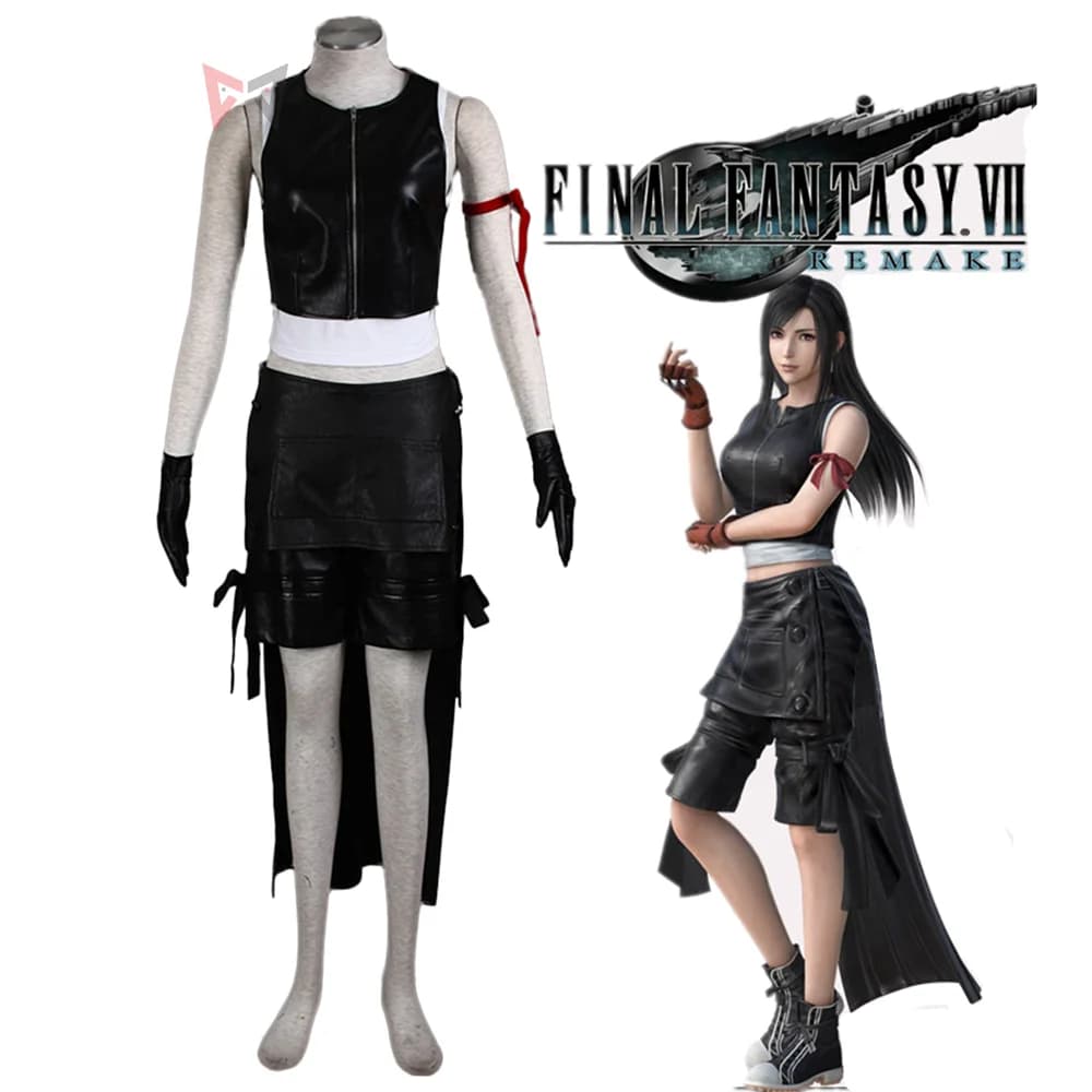 Nuovo Abito in Pelle per Final Fantasy VII FF7 TIFA_1 Vestito Cosplay Tifa Costume Cosplay per Bambini Adulto Taglie Forti Custom Made