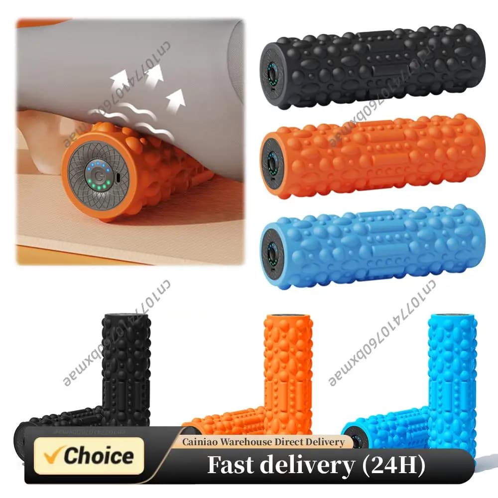 Electric Vibrating Foam Roller Exercise Roller Rechargeable Muscle Roller 5 Modes Tissue Massager for Bodybuilding