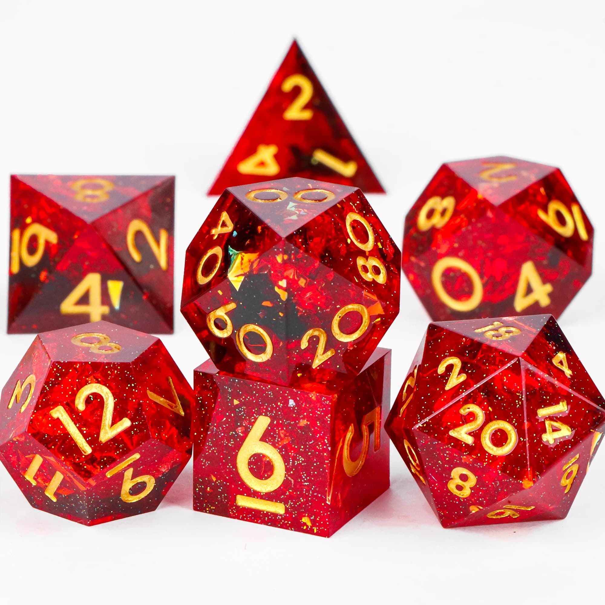 Sharp Edge DND Dice Set Handmade 7 Accessories Dice for Dungeons and Dragons TTRPG Games, Polyhedral Resin Sharp Edge Dice