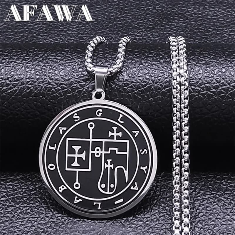 Glasya Labolas Goetia Talisman Necklace Stainless Steel Key of Solomon Sigil Chain Necklaces Jewelry Colar Masculino 7768