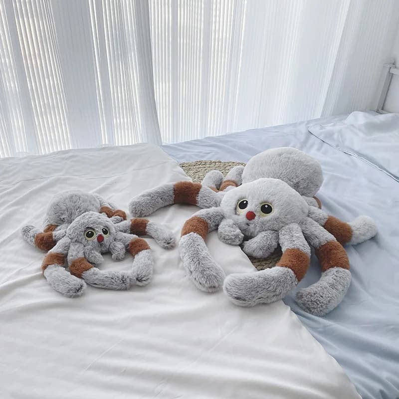 30/50 cm Peluche Ragno Peluche Morbido Grigio Rettile Ragno Bambola Giocattolo Naso Rosso Grandi Occhi Simulazione Ragno Giocattolo Room Decor