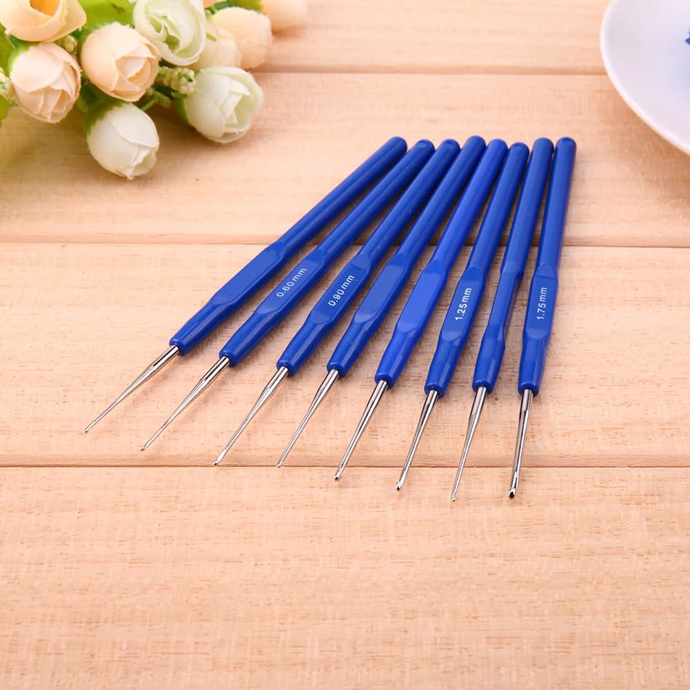 Set di 8 Aghi da Cucito 0.6-1.75mm, Kit per Lavoro a Maglia e Uncinetto, Aghi per Maglieria e Tessitura