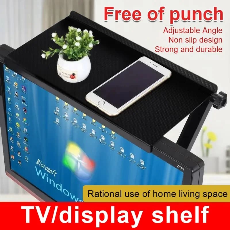 Mensola Superiore per TV Regolabile, Supporto per Monitor, Organizzatore per Desktop, Porta Router e TV, Organizzatore Domestico