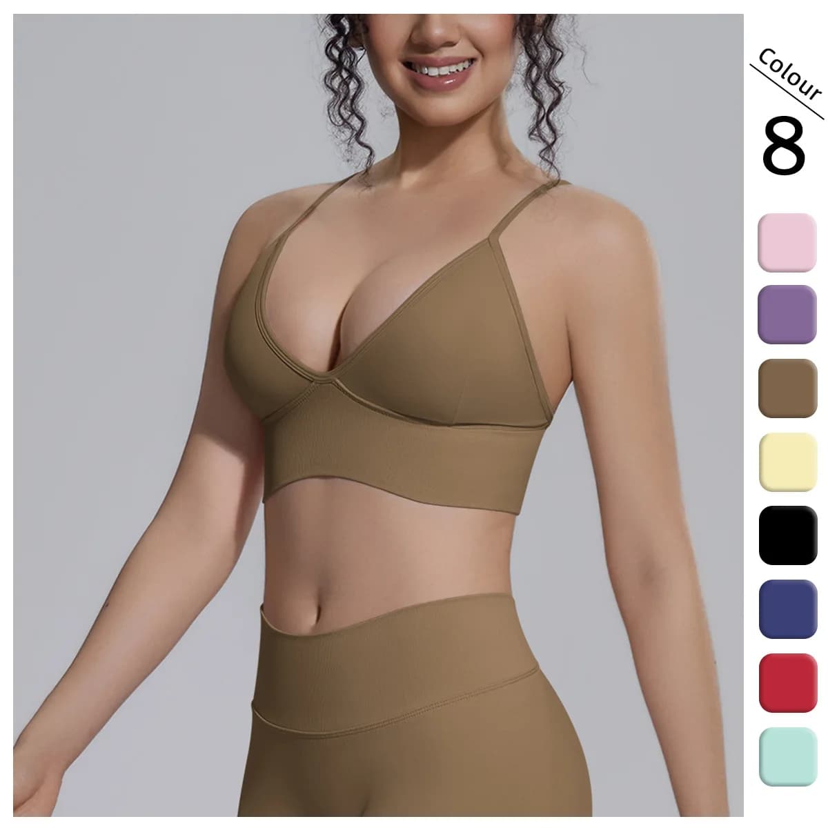 Sexy Gym Sports Yoga Bra Woman Shock-absorbing Running Yoga Strap Bra Yoga Underwear with Chest Pad Solid Color Gather Yoga Bra