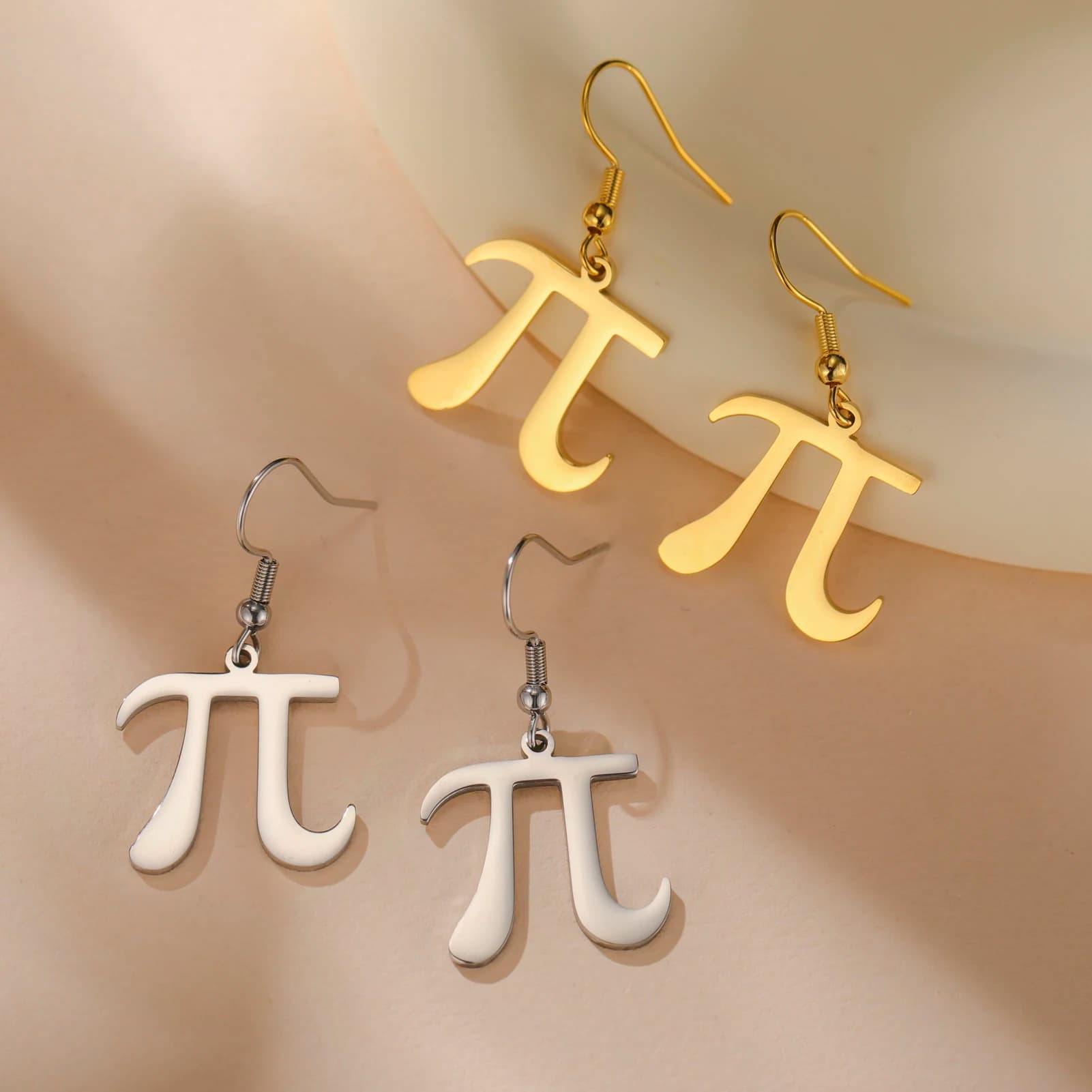 Sipuris Simbolo matematico Orecchini pendenti Orecchini a bottone con torta in acciaio inossidabile per regalo di accessori per gioielli di moda da donna