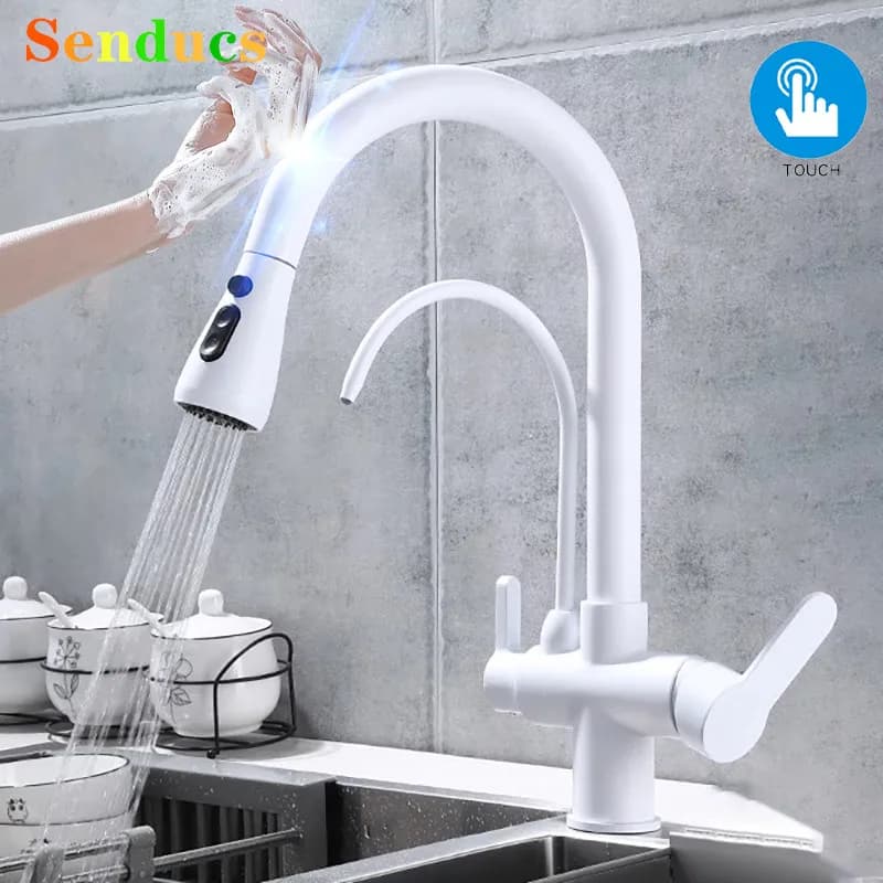 Kitchen Faucets with Smart Touch on Senducs Filter Kitchen Faucet Mixer for Kitchen Faucet Cold Extractible Kitchen Faucet Sensor Pure Water Tap