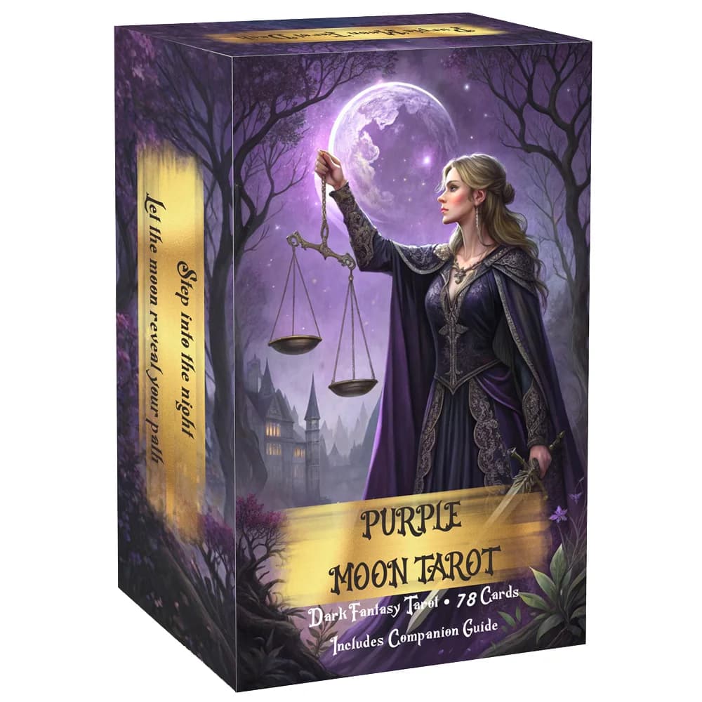 Set di carte dei tarocchi Purple Moon, 78 pezzi, 13x8 cm, include istruzioni su carta, perfetto per principianti, entra nel regno mistico