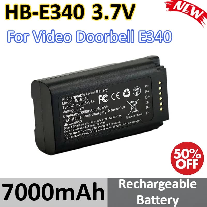 Batteria ricaricabile HB-E340 7000mAh 3,7V per videocitofono Batteria ricaricabile E340