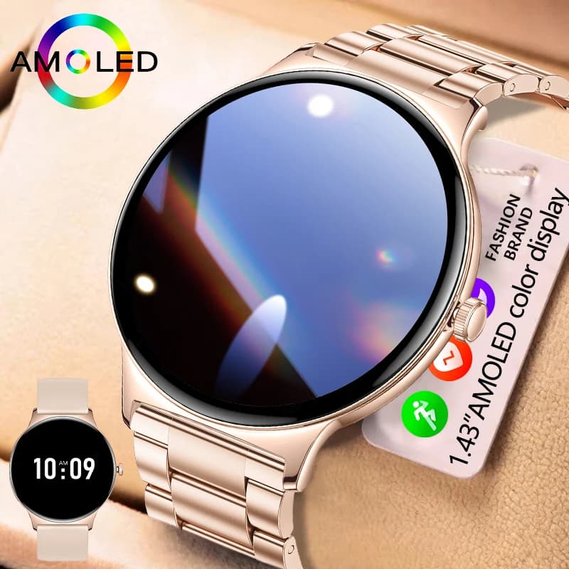 2025True AMOLED Smart Watch Ladies Screen Mostra sempre l'ora 466*466 Monitor sanitario Fitness Tracker Chiamate vocali Smartwatch Donna