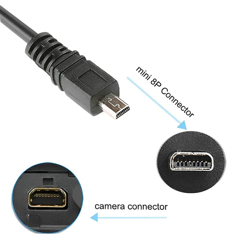 USB Data Cable for Camera UC-E6 from 1.5 m 8 pin for Panasonic Lumix DMC-TZ1, DMC-TZ2, DMC-TZ3, DMC-TZ4, DMC-TZ5, DMC-TZ8, DMC-GX1,