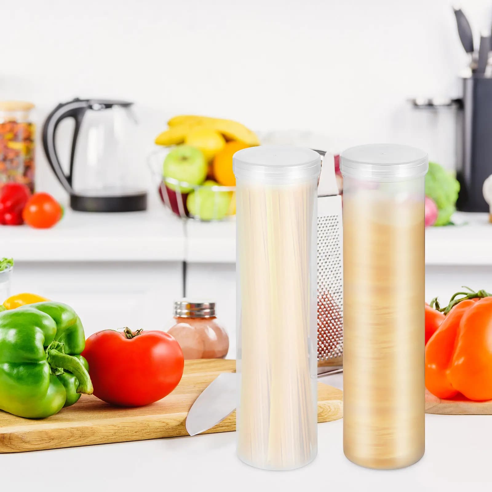 2Pcs Clear Cylinder Cookie Holder Round Crackers Storage Box Airtight Pastry Snack Preservation Container Kitchen Pantry