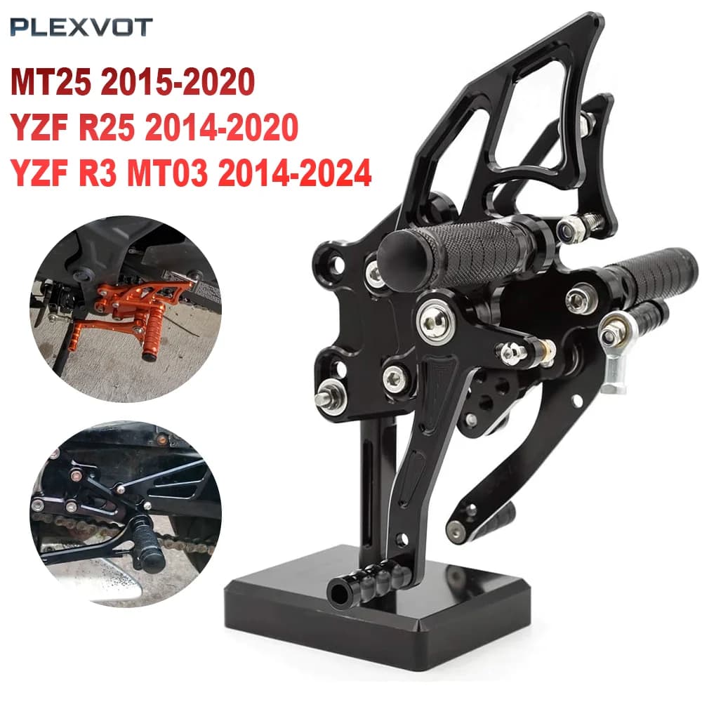 Per Yamaha YZF R3 YZF-R3 YZFR3 MT03 MT-03 2014-2024 Pedane Regolabili CNC Posteriori (Rearset)