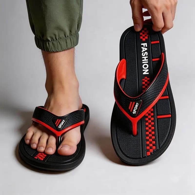 New Fashion Men's Flip Flops Personality Design Thick Sole Non-Slip Outdoor Slippers Breathable Summer Beach Sandals