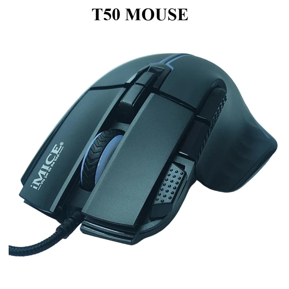 Samhuak iMiceT50 Mouse da gioco cablato USB RGB retroilluminato ergonomico plug and play per PC computer portatile 12800 DPI