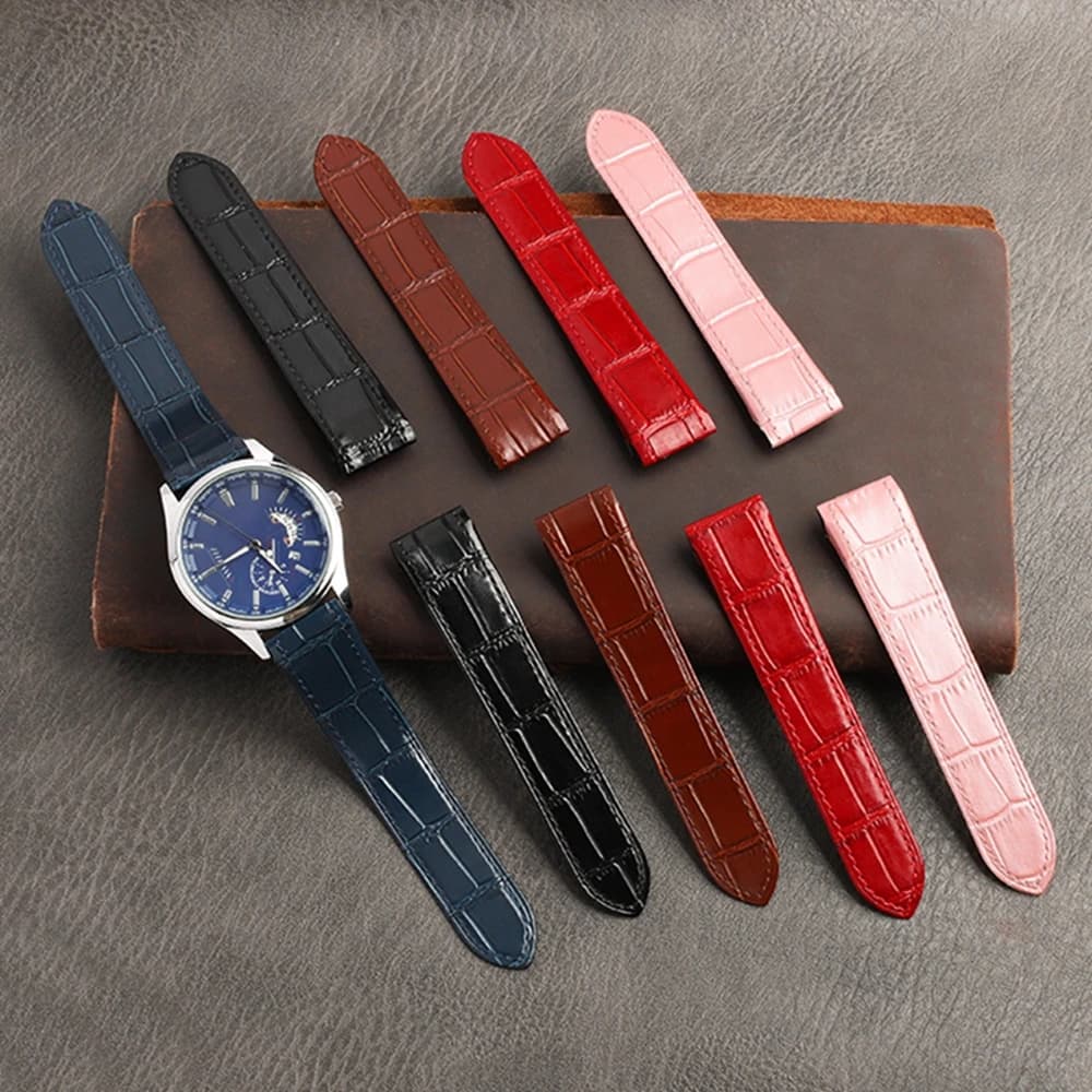 Cinturino per Orologio in Pelle di Vacchetta 20mm 23mm per Cartier Santos, Cinturino Santos 100 per Uomo e Donna, Impermeabile, Blu, Nero, Marrone