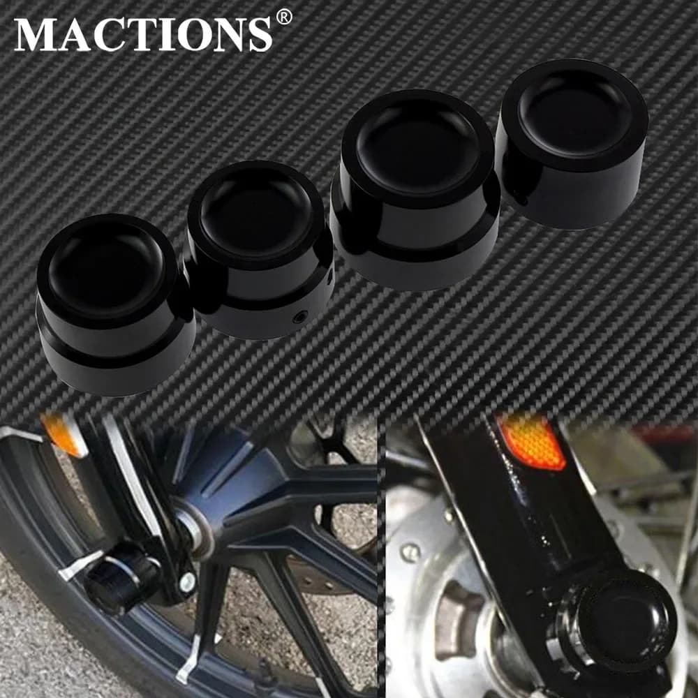 4 pz Moto Asse Anteriore e Posteriore Dado Coperture Tappi Nero Per Harley Sportster XL Dyna Fat Bob FXDF Touring Electra Glide Softail