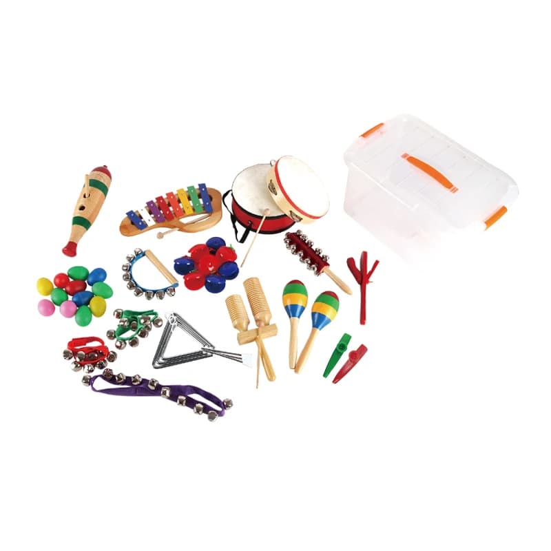 Set di 24 Strumenti a Percussione Orff per l'Educazione Precoce dei Bambini, Ausili Didattici Prescolari, Set Musicale in Metallo e Legno
