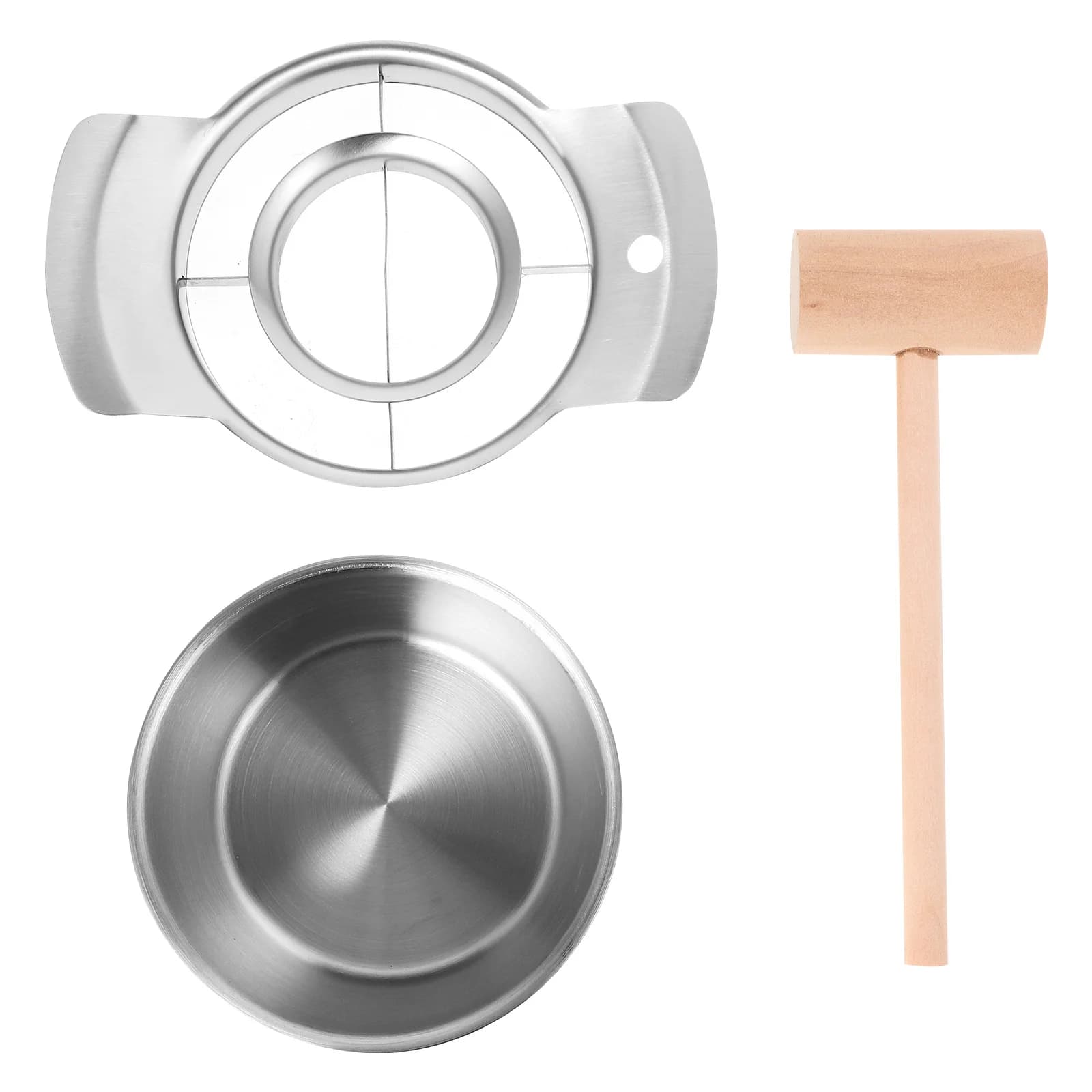 1 set 1 Set of stainless steel pomegranate Deseeder wooden hammer tool to peel fruit kitchen gadget set of bowls open pomegranate