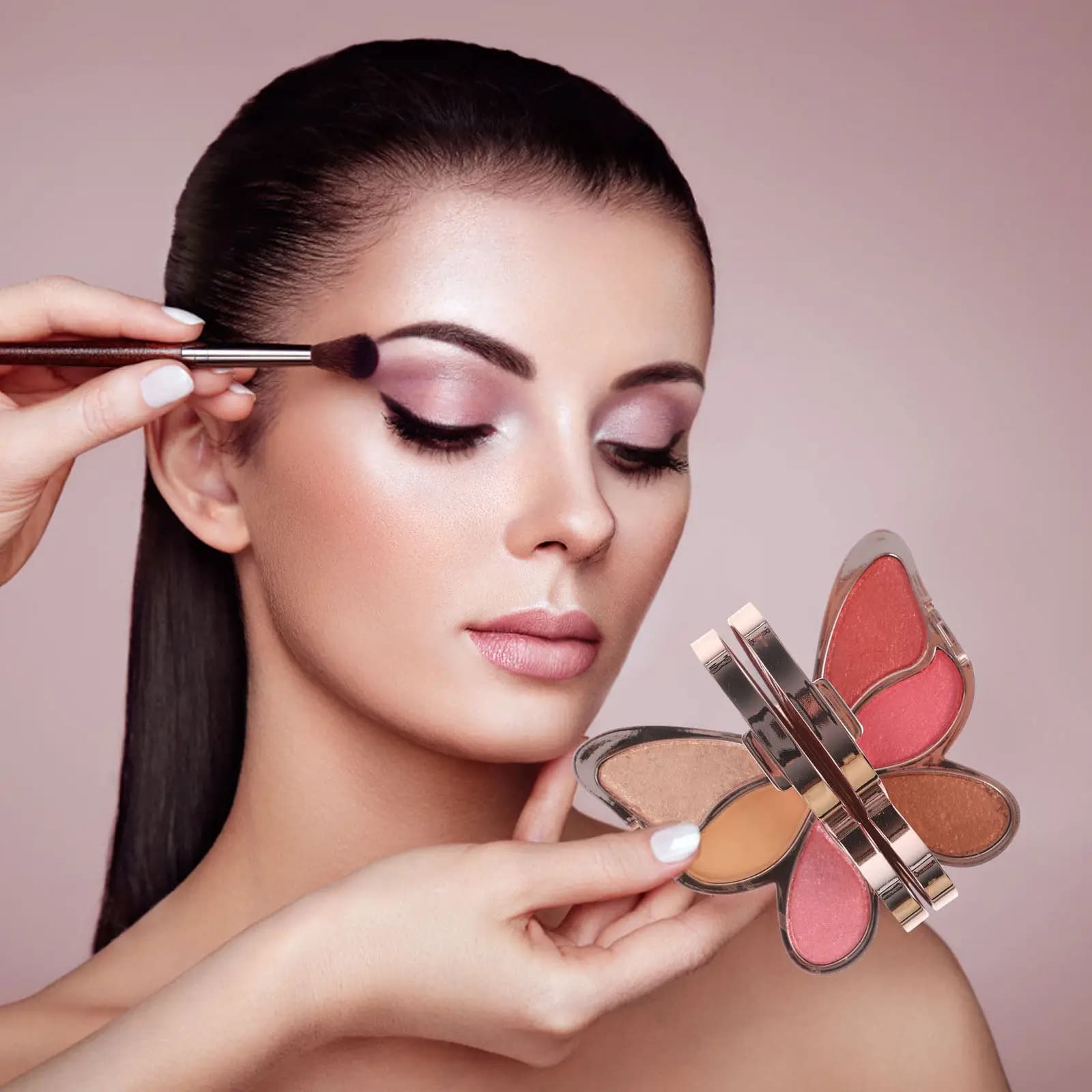 Palette di ombretti portatile, colori ricchi, trucco a lunga durata, ombretto per occhi, fard per guance, fondotinta utile, multifunzione