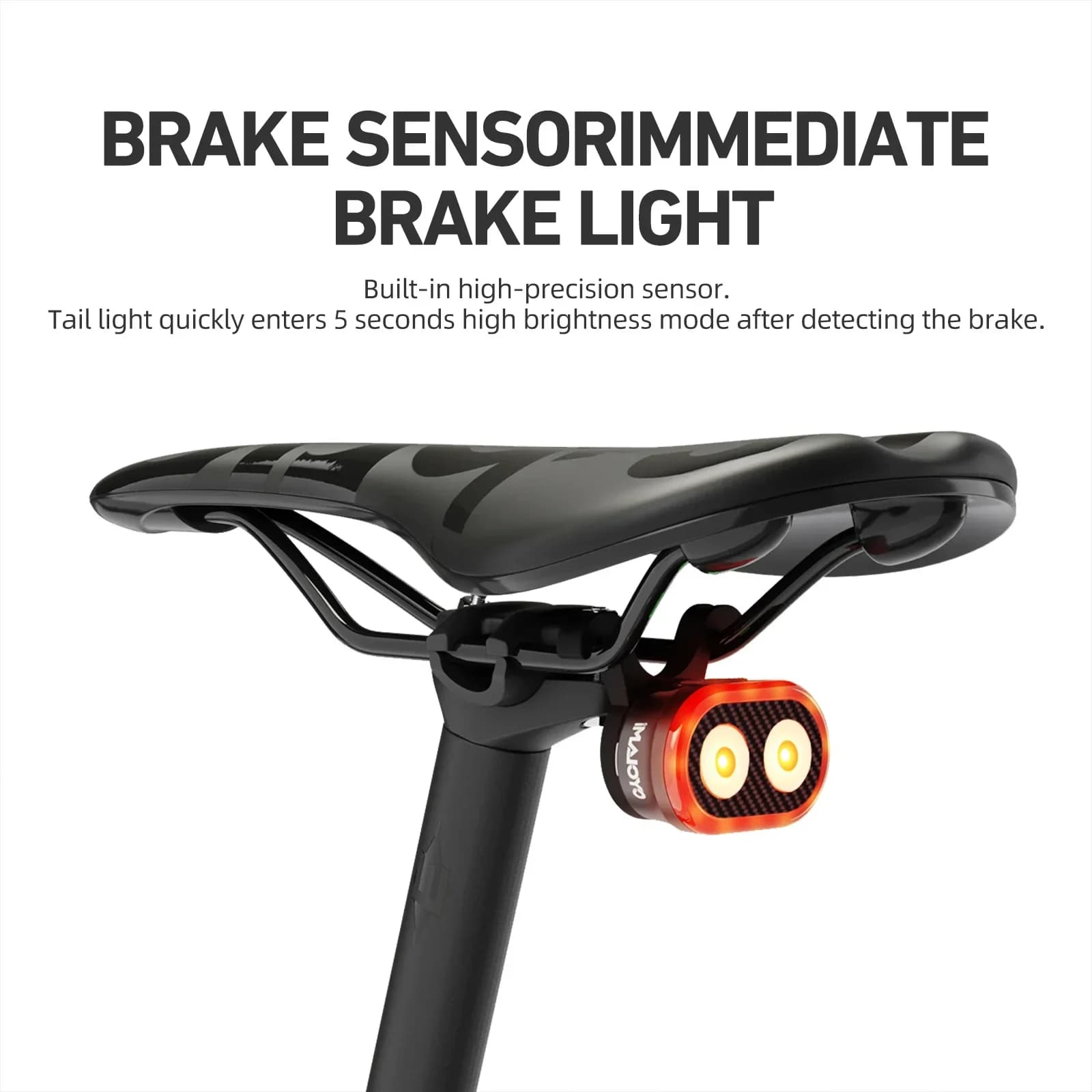 Smart Brake Sensing Bike Rear Taillight IPX6 Waterproof Type-C USB Rechargeable Safety Lamp for MTB Road Bicycle