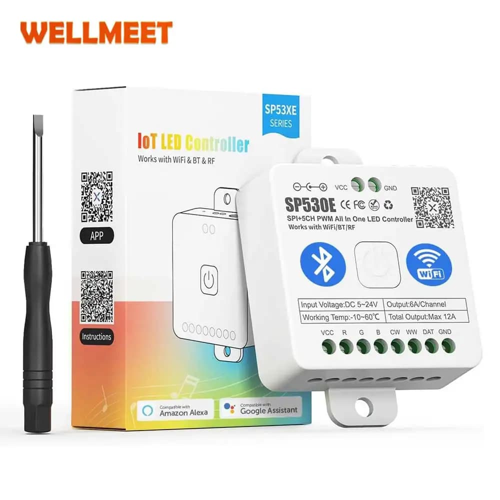 SP530E WiFi Alexa Controller LED Bluetooth Supporto PWM Monocromatico CCT RGB RGBW RGBCCT o SPI TTL IC Chip LED Strip/Matrix