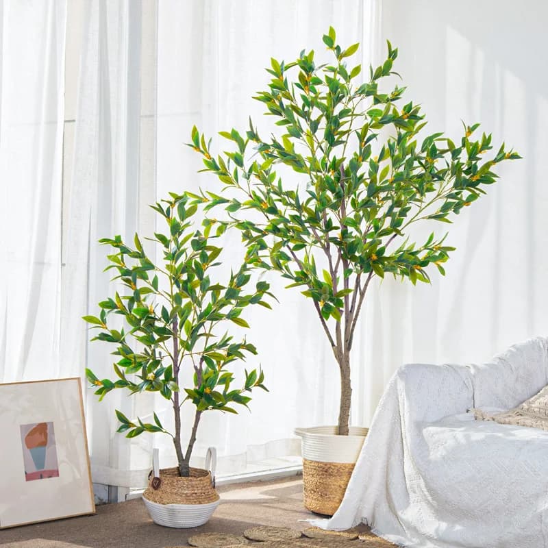 Pianta artificiale di osmanthus, albero bionico verde in vaso, finto albero da interno per finestra, soggiorno, decorazione da pavimento, ornamento per paesaggistica