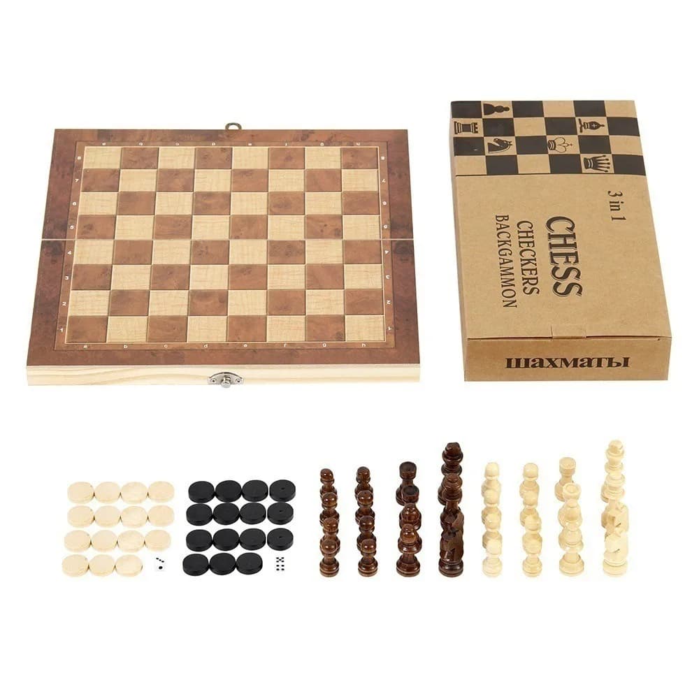 Set di scacchi e backgammon e dama 3 in 1 Scacchiera Giochi da tavolo in legno Set educativo Migliora l'intelligenza Gioco di scacchi internazionale