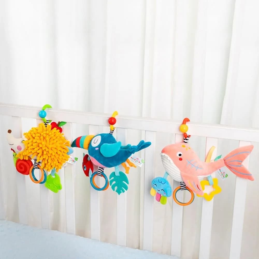 Campanello per Culla, Giocattolo Educativo per Neonati, Sonaglio Morbido Rimovibile Resistente all'Usura, Animale di Peluche, Regalo per Bambini