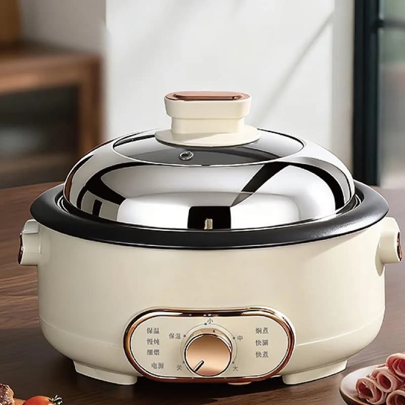 1300W Household Electric Cooking Pot Multifunction Pot 5L Large Capacity Electric Hot Pot Non Stick Frying Pan Keep Warm Pot