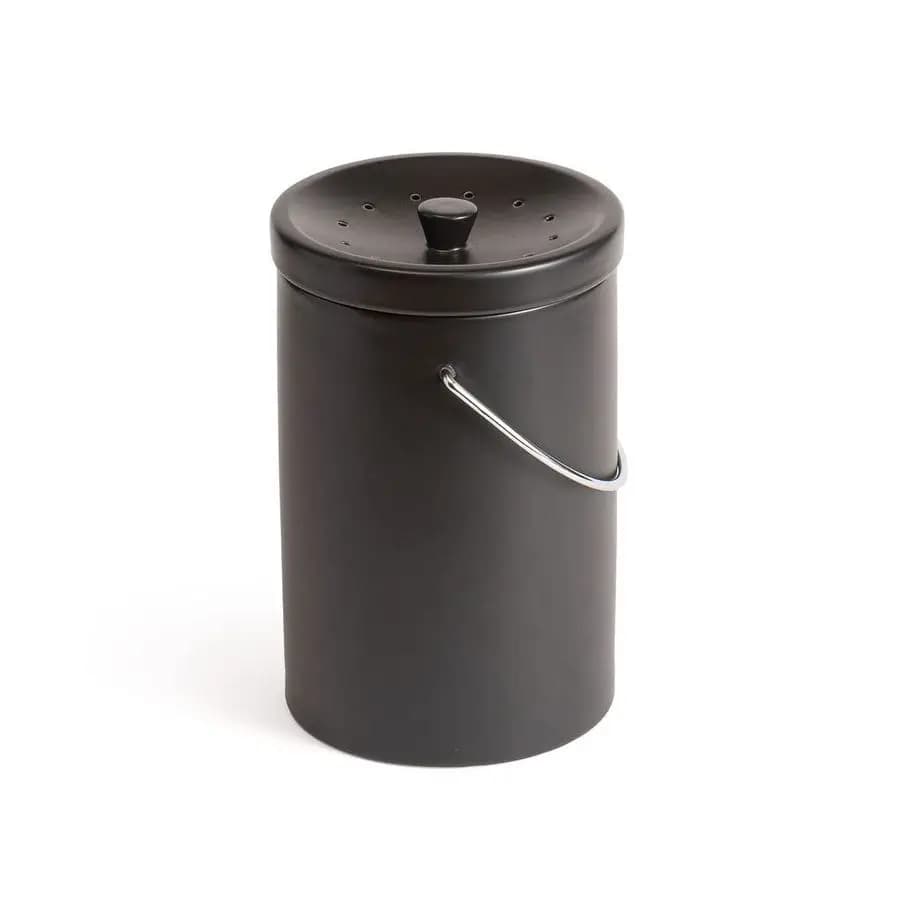 Contenitore per Compost in Ceramica Nera per Piani di Lavoro in Cucina