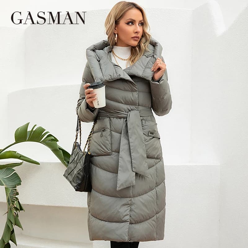 GASMAN 2023 Moda Parka Donna Casual Tasca con cappuccio Cintura Donna Piumino Cappotti femminili Outwear 82032
